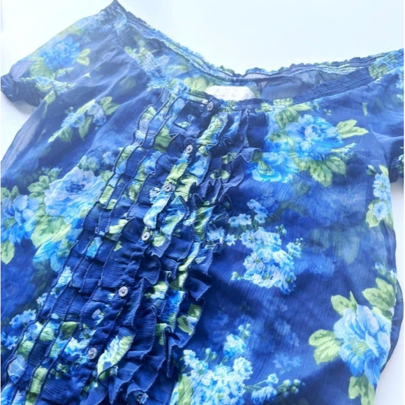 Cottagecore Blue Sheer Top Lot - Picture 3 of 6